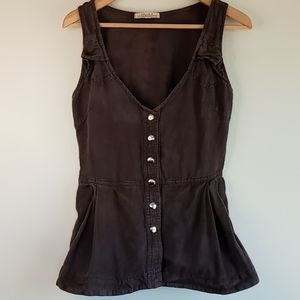 Prairie Underground Hemp Peplum Flare Snap Top